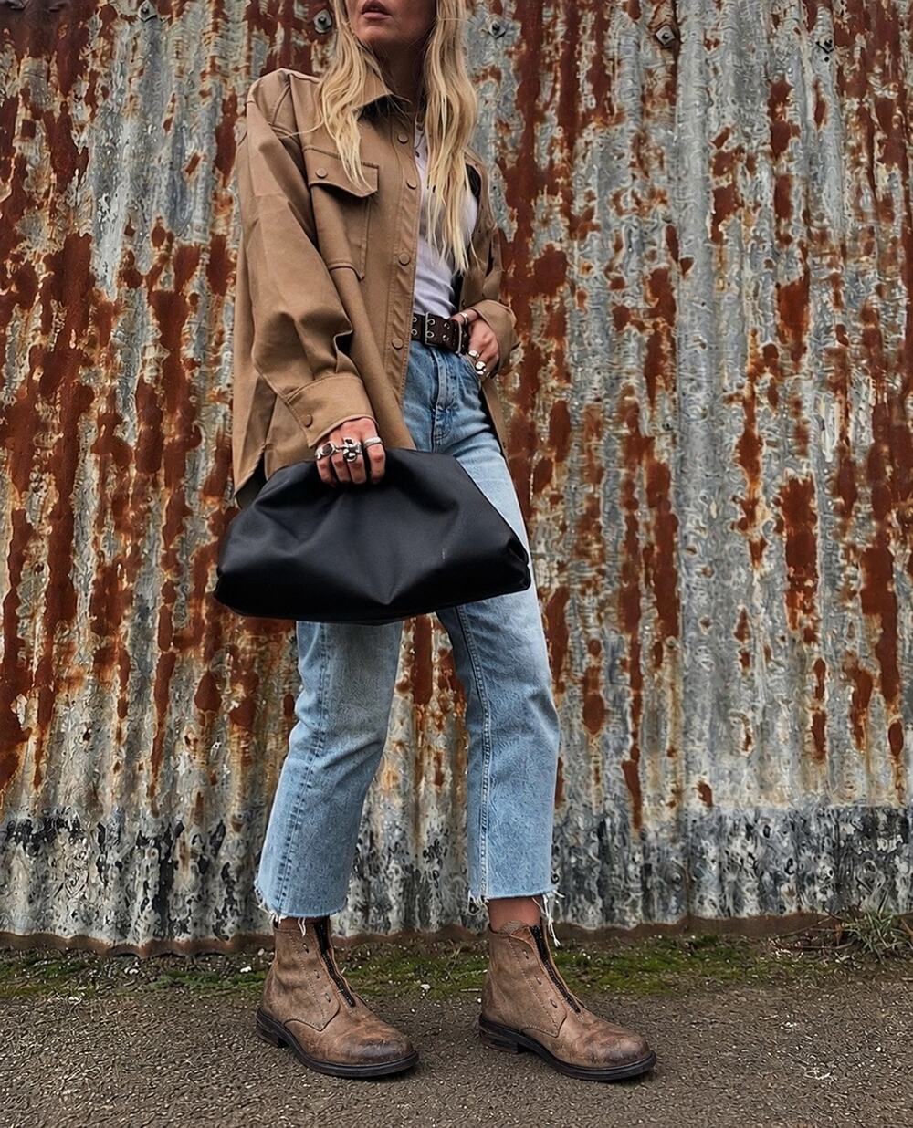 A.S.98 Distressed Taupe Leather Asymmetrical Front Zip Moto Boho Ankle Boots